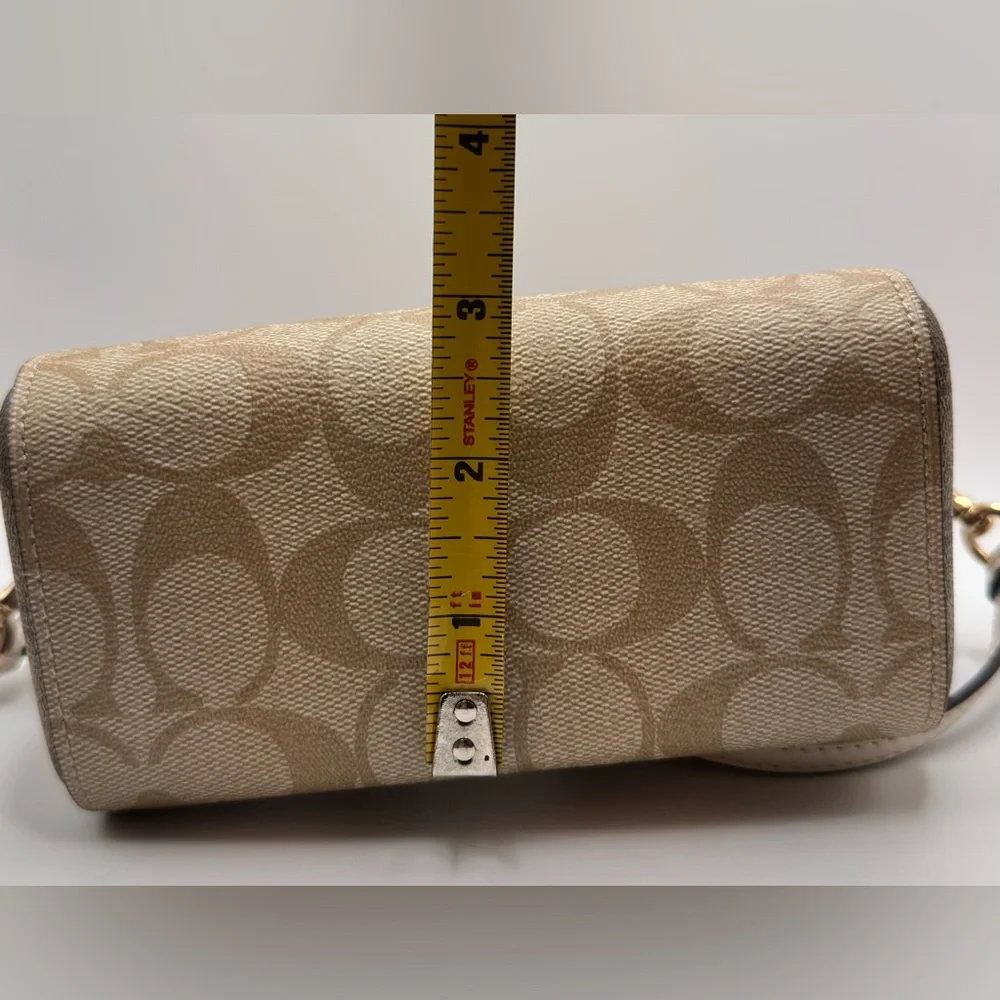 Coach NEW! Mini Rowan Signature Tan and Cream Canvas Crossbody Purse - Picture 15 of 16